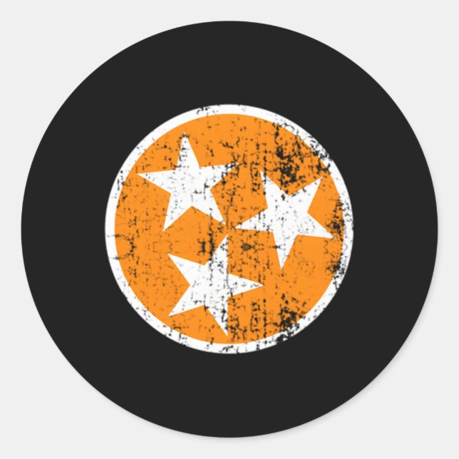 3-Sterne-Flaggen Orange und White Tennessee Flag Runder Aufkleber (Vorderseite)