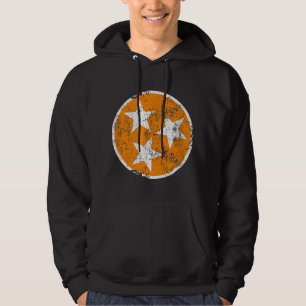 3 Sterne TN Orange und White Distressed Tennessee  Hoodie