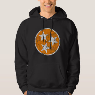 3 Sterne TN Orange und White Distressed Tennessee Hoodie