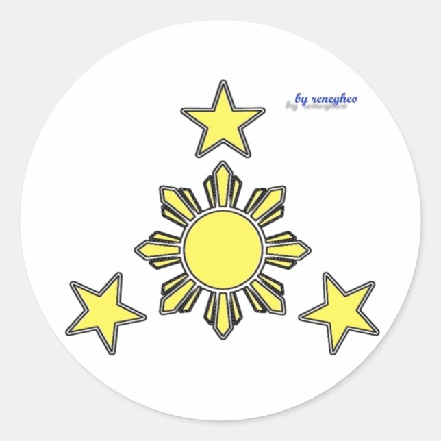 3 Sterne und ein Sonnenaufkleber Runder Aufkleber (Vorderseite)