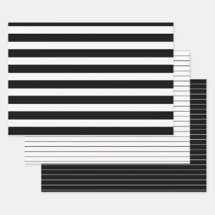 3 Stil: Black & White Strips Party oder Weihnachte Geschenkpapier Set