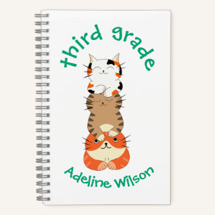 3 süße Katzen für Drittklässler Zurück zur Schule Notizbuch