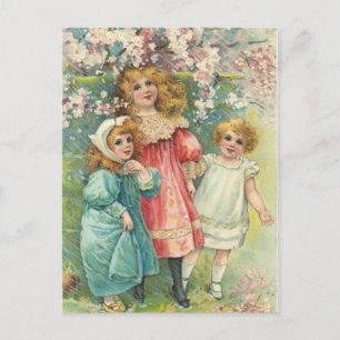 3 Sweet Viktorianisch Girls Vintag Postcard Postkarte