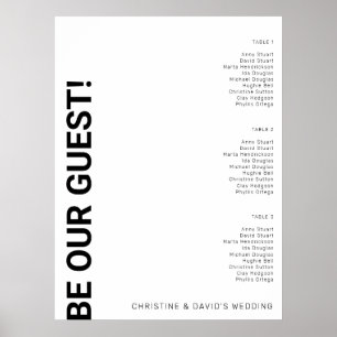 3 Tabelle Einfaches White Wedding Chart Poster