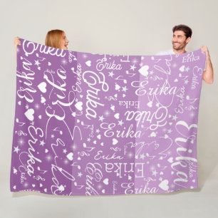 3-Töne von Lila Herzen, Sternen und Musiknoten Fleecedecke