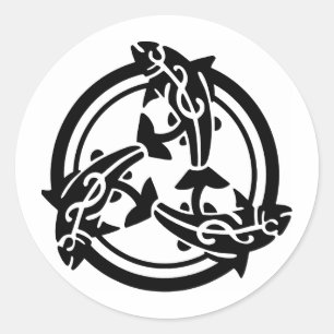 3 Tribal-Delphine Runder Aufkleber