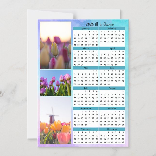 3 Tulip Image At a Glance Calendar Magneteinladung (Vorderseite)