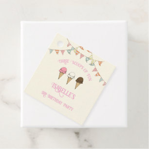3 Tüten Spaß 3. Geburtstags-Eiscreme-Party  Geschenkanhänger