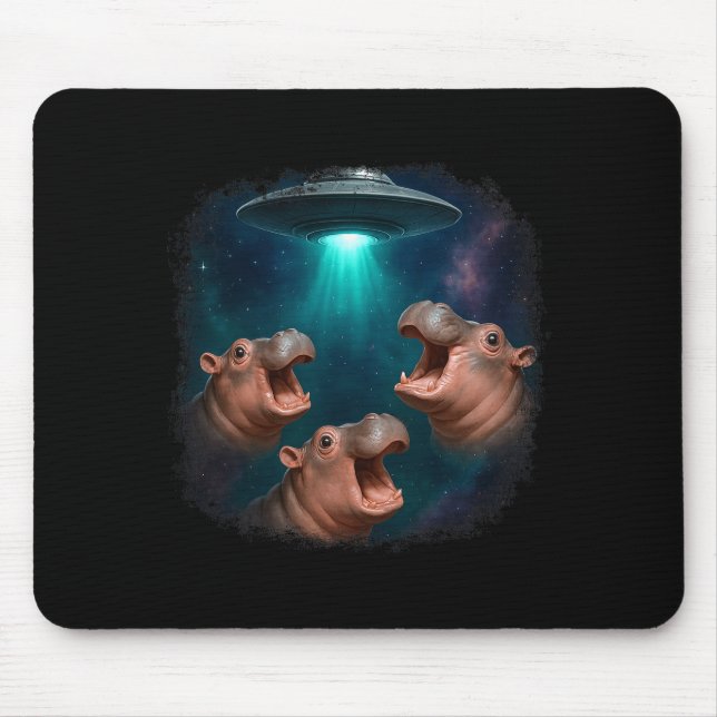 3 Ufo Baby Hip Funny Hiptamus Graphic Animal Lover Mousepad (Vorne)