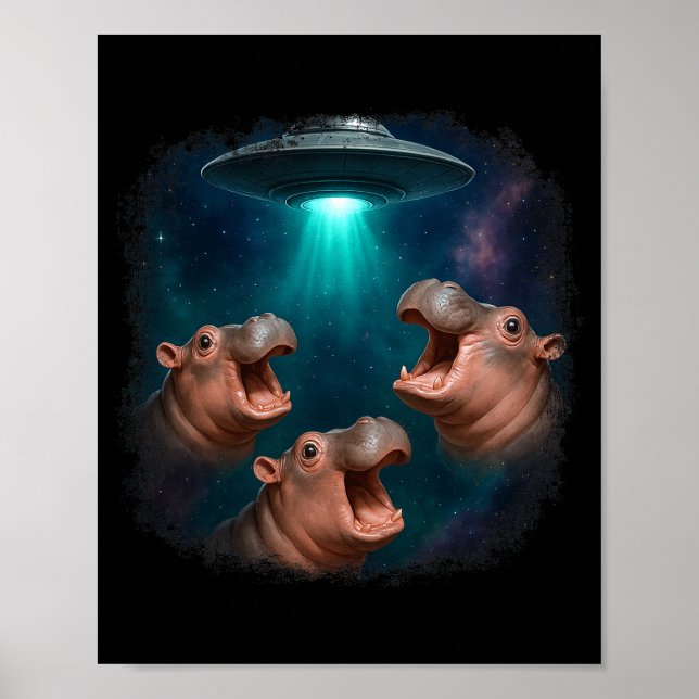 3 Ufo Baby Hip Funny Hiptamus Graphic Animal Lover Poster (Vorne)