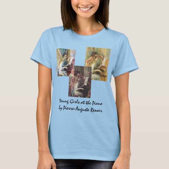 3 verschiedene junge Mädchen am Piano von Renoir T-Shirt (Vorderseite)