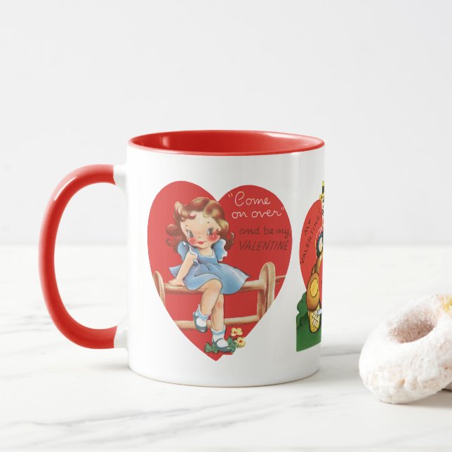 3 Verschiedene Niedliche Vintage Valentintagsherze Tasse (Mit Donut)
