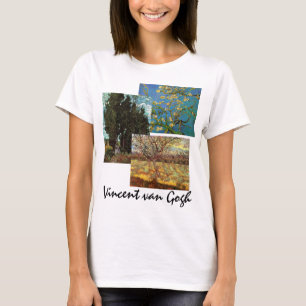 3 verschiedene Van-Gogh-Bäume mit Blumen, feine Ku T-Shirt