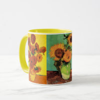 3 verschiedene Vintage Gemälde von Van Gogh Sonnen