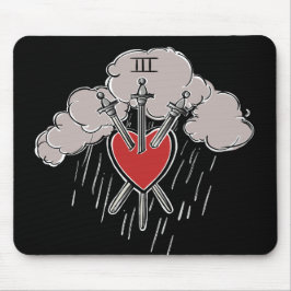 3 von Schwertern Liebe Herz Tarot Illustration Mousepad