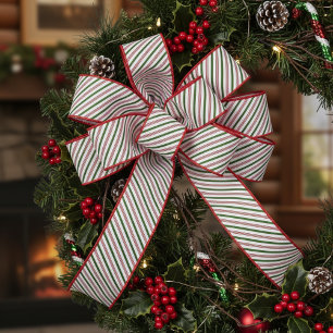 3" Waldgrün und rote Candy Cane Streifen Xmas Ripsband
