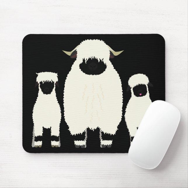 3 Wallis Black Nose Sheep in Folge Mousepad (Mit Mouse)