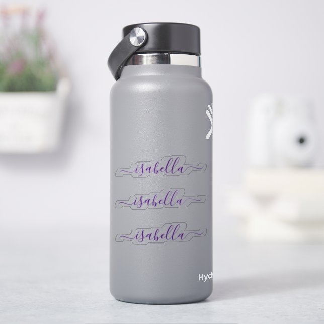 3 Wasserdichte Lila Script Name Wasserflasche Aufkleber (HydroFlask)