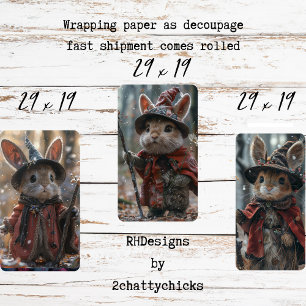 3 Weihnachts-Landmäuse Decoupage Geschenkpapier Set