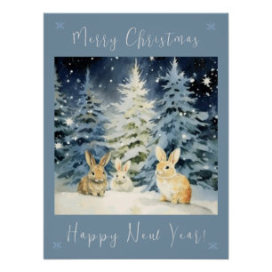 3 Weihnachtsbunnies Poster