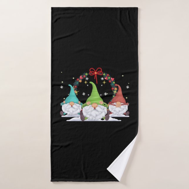 3 Weihnachtsgnomen Badehandtuch (Badehandtuch)