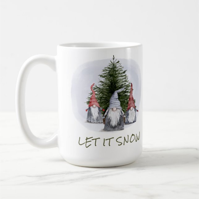 3 Weihnachtsgnomen lassen es schnee Kaffeetasse (Links)