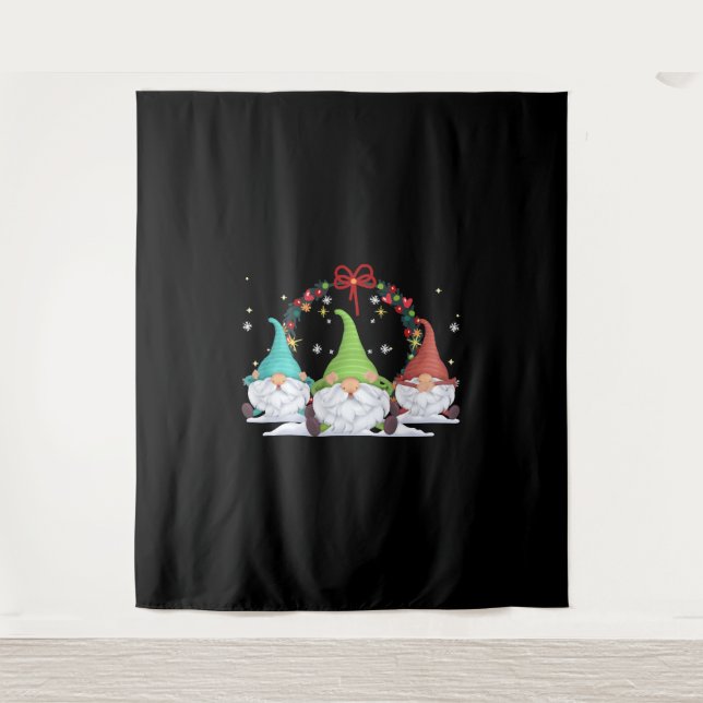 3 Weihnachtsgnomen Wandteppich (Vorderseite)