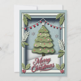 3. Weihnachtskarte mit festem Baum und Holly Feiertagskarte