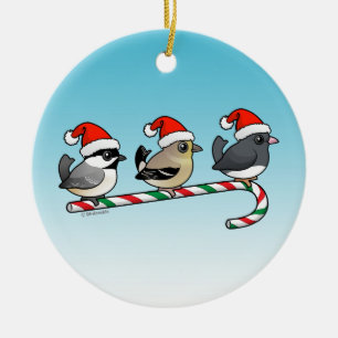 3 Weihnachtssingvögel Keramikornament