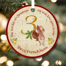 3. Weihnachtstag Drei französische Hühner Ornament