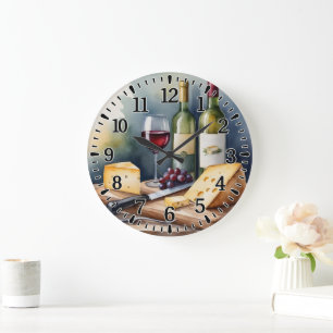 #3 Wein und Käse Große Wanduhr