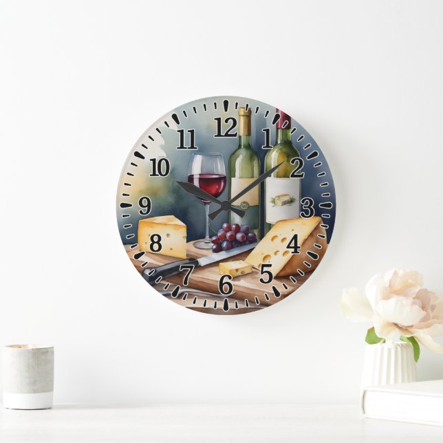 #3  Wein und Käse  Große Wanduhr (Zuhause)
