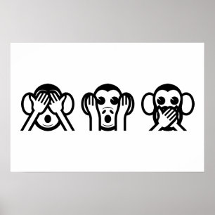 3 Weiße Affen Emoji Poster