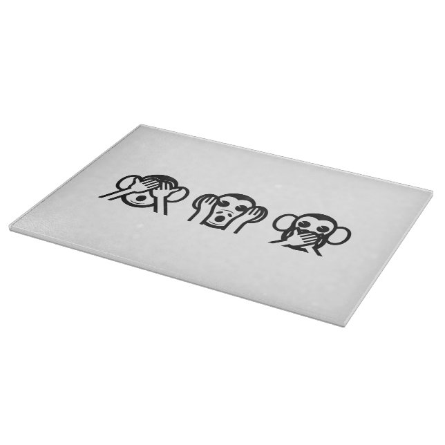 3 Weiße Affen Emoji Schneidebrett (Ecke)