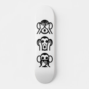 3 Weiße Affen Emoji Skateboard