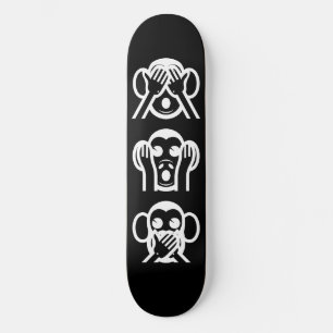 3 Weiße Affen Emoji Skateboard
