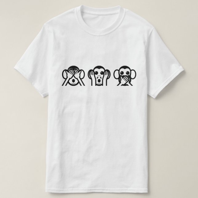 3 Weiße Affen Emoji T-Shirt (Design vorne)