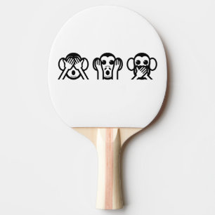 3 Weiße Affen Emoji Tischtennis Schläger