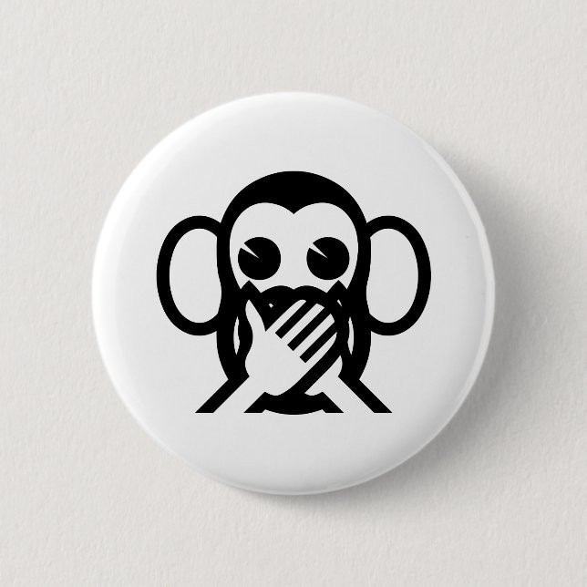 3 Weiße Affen Iwazaru 言 わ ざ sprechen NO Emoji る Button (Vorderseite)