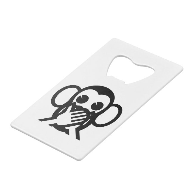 3 Weiße Affen Iwazaru 言 わ ざ sprechen NO Emoji る Kreditkartenflaschenöffner (Vorderseite Schrägansicht)