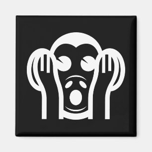 3 Weiße Affen Kikazaru 聞 か る KEIN Böses Emoji höre Magnet