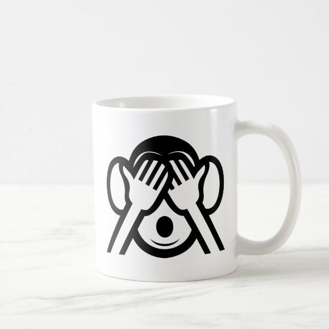 3 Weiße Affen Mizaru 見 ざ Siehe NO Evil Emoji Kaffeetasse (Rechts)