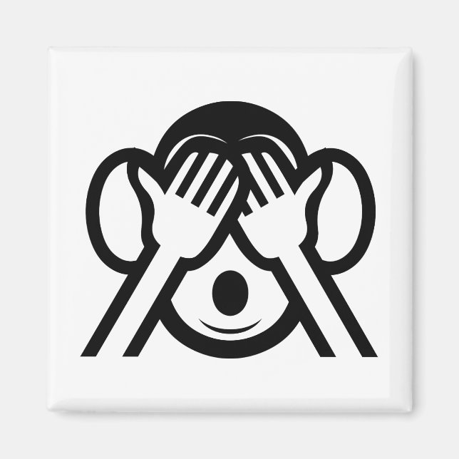 3 Weiße Affen Mizaru 見 ざ Siehe NO Evil Emoji Magnet (Vorne)