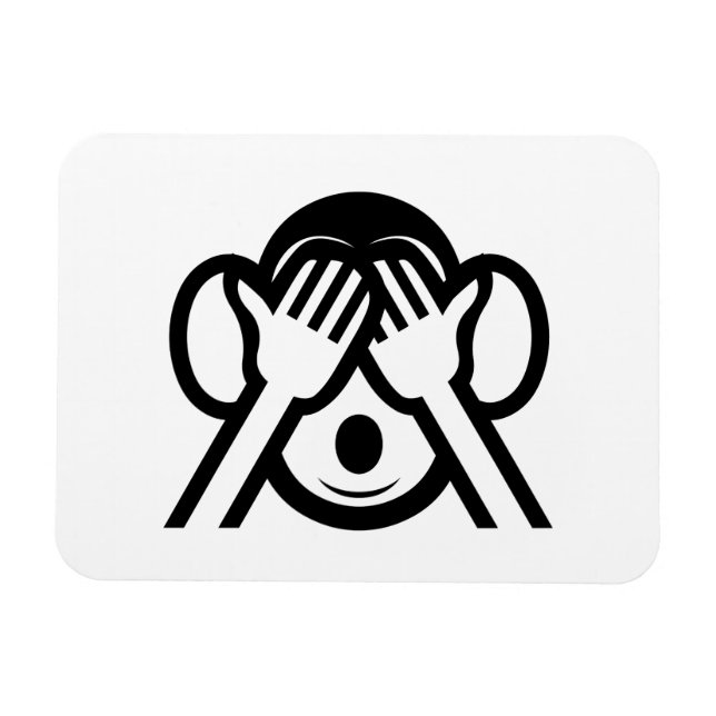 3 Weiße Affen Mizaru 見 ざ Siehe NO Evil Emoji Magnet (Horizontal)