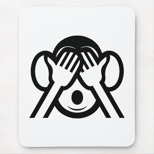 3 Weiße Affen Mizaru 見 ざ Siehe NO Evil Emoji Mousepad (Vorne)