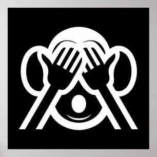 3 Weiße Affen Mizaru 見 ざ Siehe NO Evil Emoji Poster