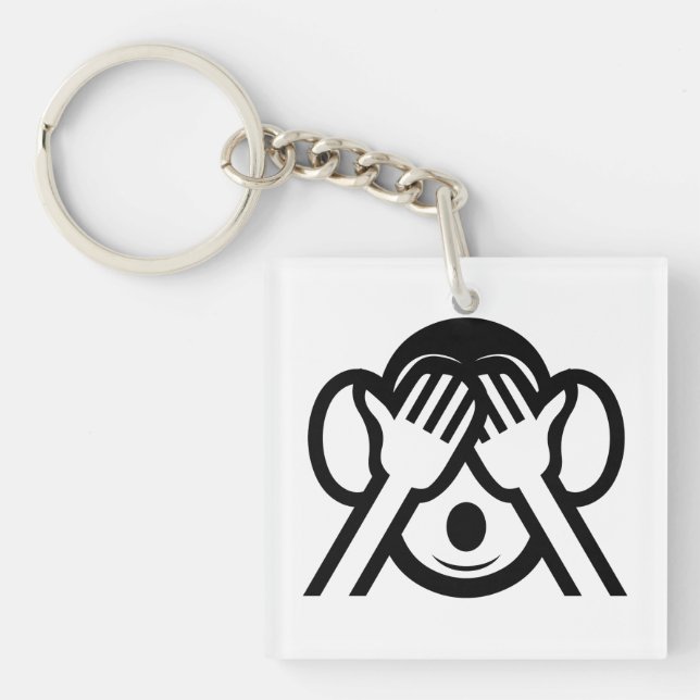 3 Weiße Affen Mizaru 見 ざ Siehe NO Evil Emoji Schlüsselanhänger (Vorderseite)