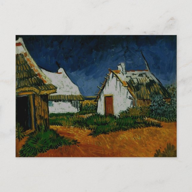 3 Weiße Hütten Saintes-Maries, Vincent Van Gogh Postkarte (Vorderseite)