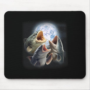 3 Wels heulen am Mond Lustiger Wels Angler Mousepad
