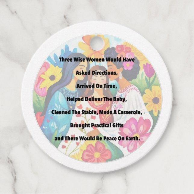 3 WISE WOMEN funny Christmas msg smart clever  Geschenkanhänger (Vorderseite)
